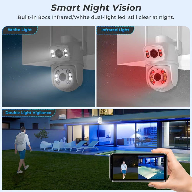 QX95 6MP WiFi Dual Camera Supports Two-way Voice Intercom & AI Recognition(US Plug) by buy2fix