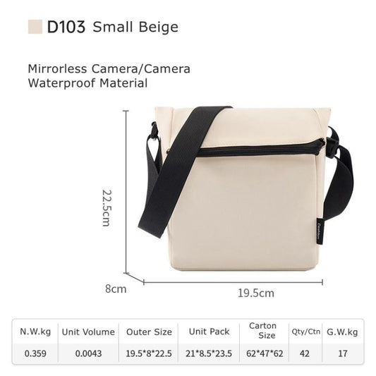 Cwatcun D103 Crossbody Camera Bag Photography Lens Shoulder Bag, Size:22.5 x 19.5 x 8cm(Beige) by Cwatcun
