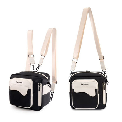 Cwatcun D118 Contrast Two Ways Backpack Cross-body Canera Bag, Size:21 x 21 x 14.5cm(Black) - Strap Satchel by Cwatcun | Online Shopping UK | buy2fix