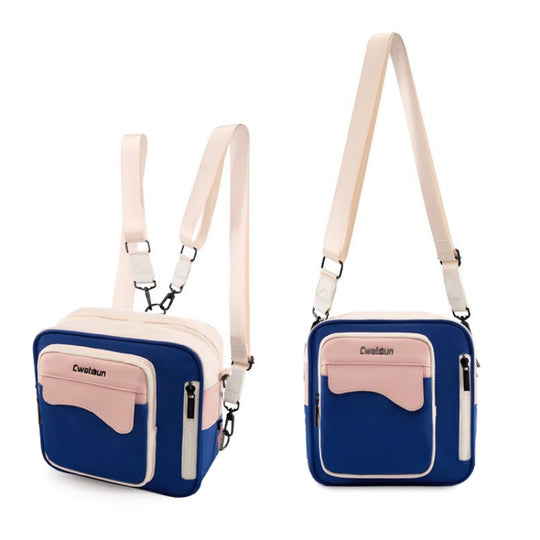 Cwatcun D118 Contrast Two Ways Backpack Cross-body Canera Bag, Size:21 x 21 x 14.5cm(Blue)