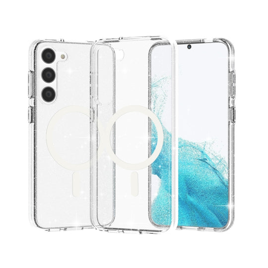 For Samsung Galaxy S24 5G Terminator Style Glitter Powder MagSafe Magnetic Phone Case(White)