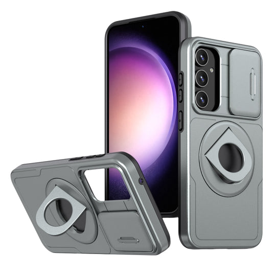 For Samsung Galaxy S23 FE 5G Camshield MagSafe Ring Holder Armor Phone Case(Titanium Grey)