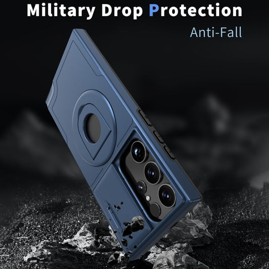 For Samsung Galaxy S23 Ultra 5G Camshield MagSafe Ring Holder Armor Phone Case(Blue) by buy2fix