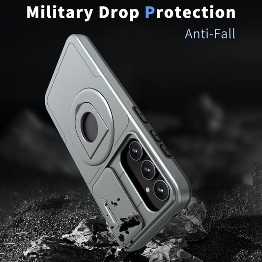 For Samsung Galaxy S22 5G Camshield MagSafe Ring Holder Armor Phone Case(Titanium Grey) by buy2fix