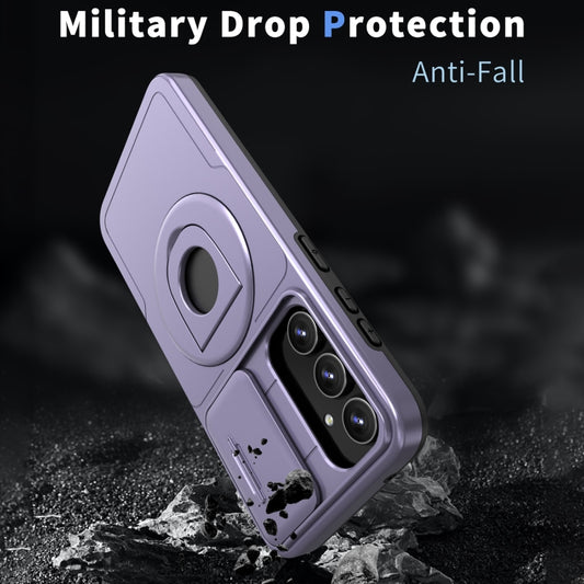 For Samsung Galaxy S22 5G Camshield MagSafe Ring Holder Armor Phone Case(Puple) by buy2fix