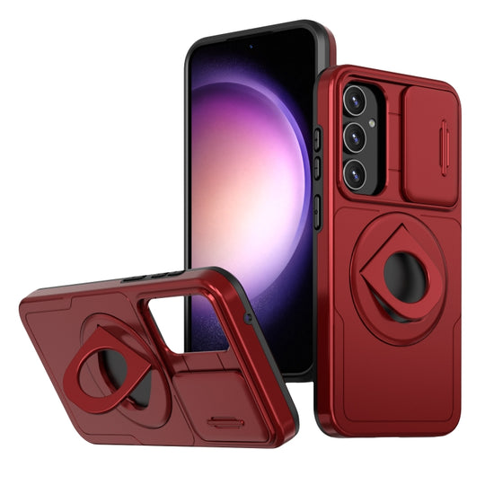 For Samsung Galaxy S22+ 5G Camshield MagSafe Ring Holder Armor Phone Case(Red)