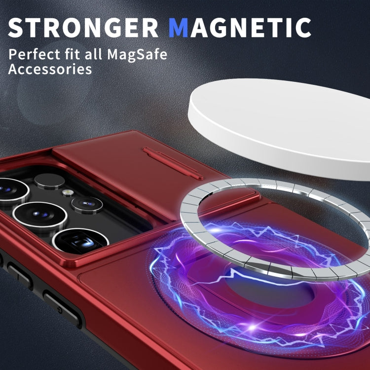 For Samsung Galaxy S22 Ultra 5G Camshield MagSafe Ring Holder Armor Phone Case(Red) by buy2fix