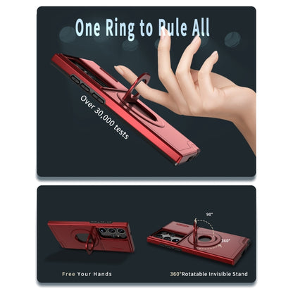 For Samsung Galaxy S22 Ultra 5G Camshield MagSafe Ring Holder Armor Phone Case(Red) by buy2fix