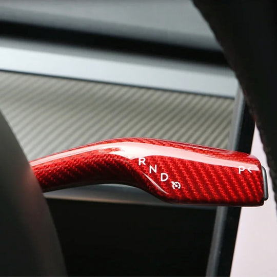 For Tesla Model 3 / Y 2pcs/Set Car Turn Signal Lever Carbon Fiber Pattern Protective Cover(Bright Red)