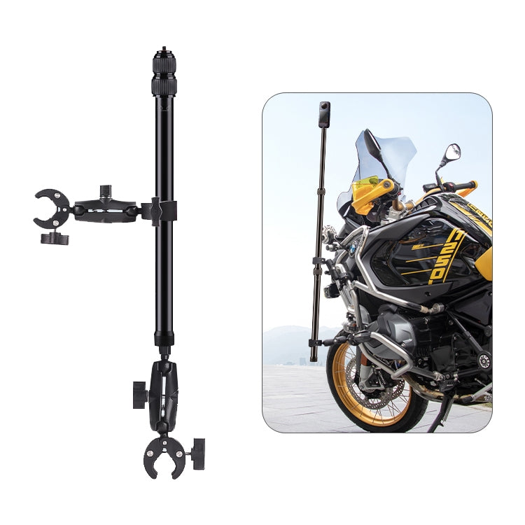 Dual-heads Crab & Single Heads Motorcycle Clamps Handlebar Fixed Mount 3-stage Telescopic Selfie Stick by buy2fix