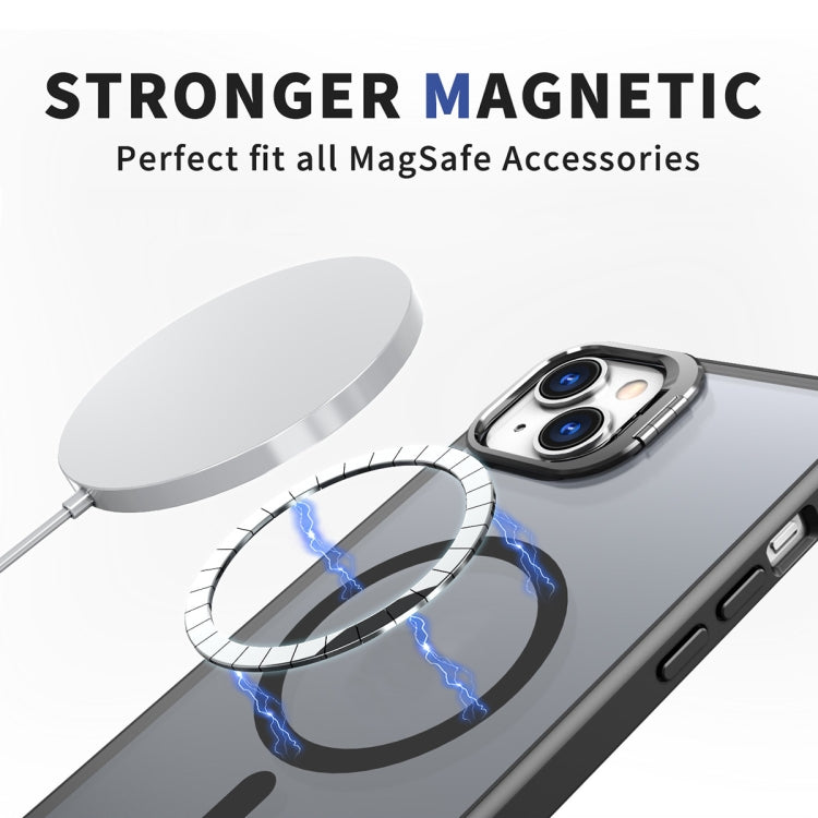 For iPhone 15 Metal Invisible Camera Holder MagSafe Magnetic Phone Case(Black) - iPhone 15 Cases by buy2fix | Online Shopping UK | buy2fix