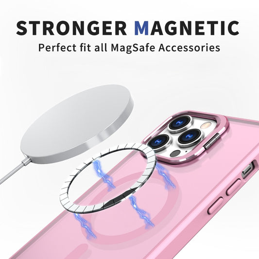 For iPhone 13 Pro Max Metal Invisible Camera Holder MagSafe Magnetic Phone Case(Pink) by buy2fix