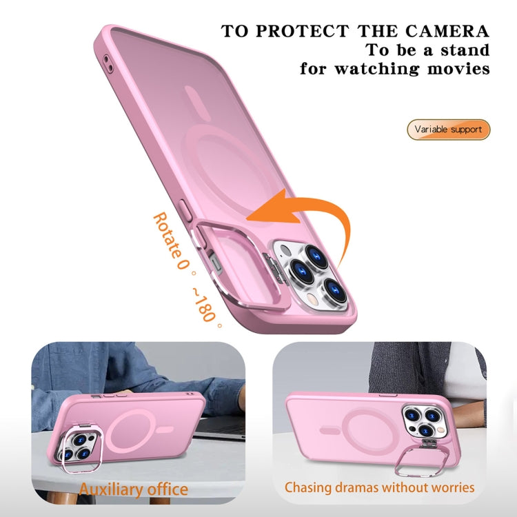 For iPhone 13 Pro Max Metal Invisible Camera Holder MagSafe Magnetic Phone Case(Pink) - iPhone 13 Pro Max Cases by buy2fix | Online Shopping UK | buy2fix