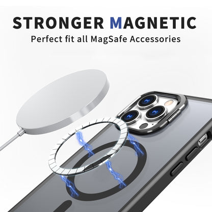 For iPhone 12 Pro Max Metal Invisible Camera Holder MagSafe Magnetic Phone Case(Black) - iPhone 12 Pro Max Cases by buy2fix | Online Shopping UK | buy2fix