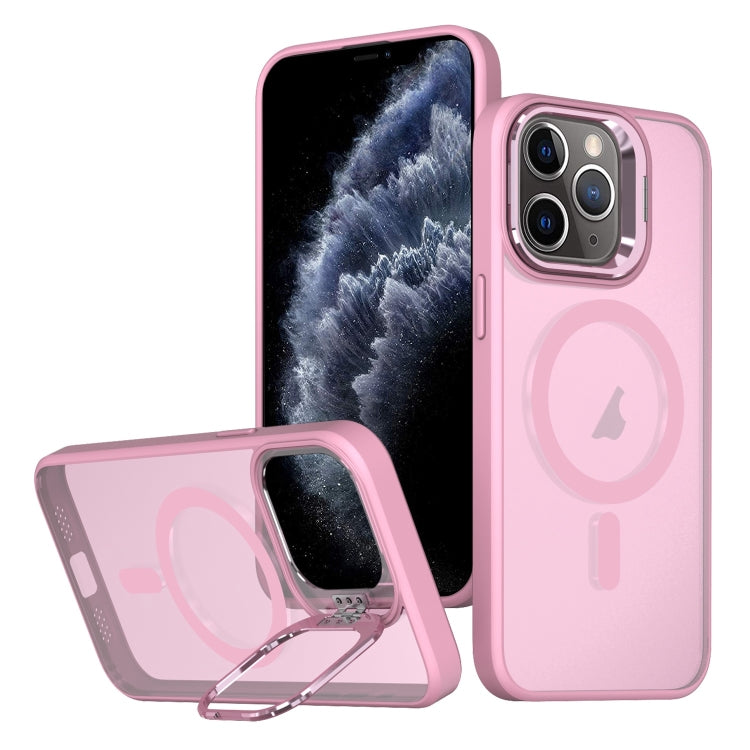 For iPhone 11 Pro Metal Invisible Camera Holder MagSafe Magnetic Phone Case(Pink) - iPhone 11 Pro Cases by buy2fix | Online Shopping UK | buy2fix