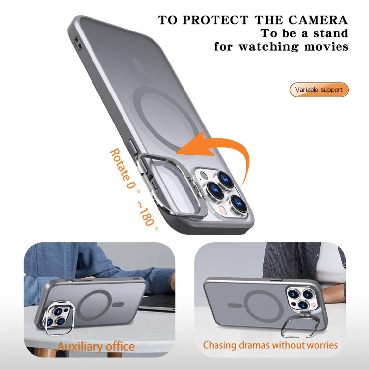 For iPhone 11 Pro Max Metal Invisible Camera Holder MagSafe Magnetic Phone Case(Grey) - iPhone 11 Pro Max Cases by buy2fix | Online Shopping UK | buy2fix