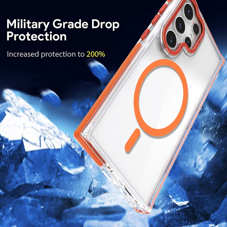 For Samsung Galaxy S24+ 5G Dual-Color Clear Acrylic Hybrid TPU MagSafe Phone Case(Orange) by buy2fix
