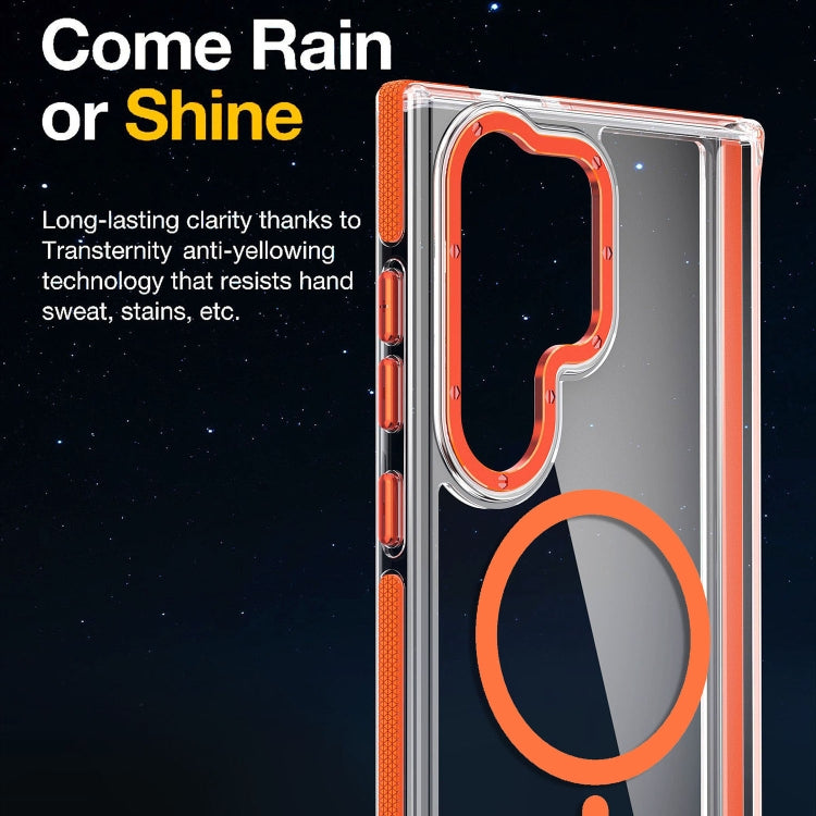 For Samsung Galaxy S24+ 5G Dual-Color Clear Acrylic Hybrid TPU MagSafe Phone Case(Orange) by buy2fix
