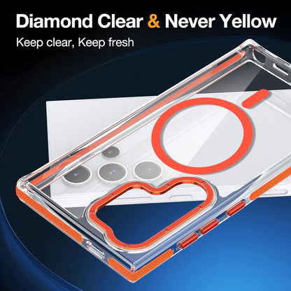 For Samsung Galaxy S24+ 5G Dual-Color Clear Acrylic Hybrid TPU MagSafe Phone Case(Orange) by buy2fix