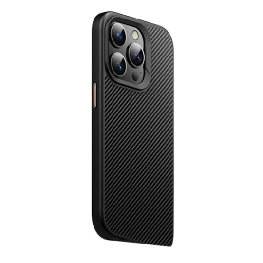 For iPhone 15 Pro Max Kevlar Fiber Texture Shockproof Magnetic Phone Case(Black)