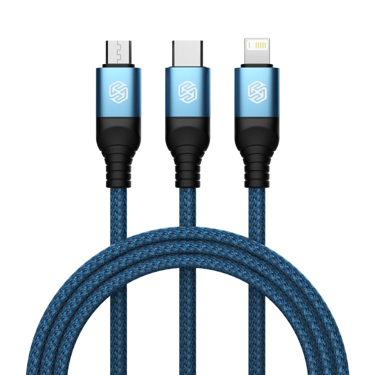 Nillkin Swift Pro 1m 3 in 1 USB to 8 Pin + Type-C + Micro USB Fast Charging Cable(Blue) - Multifunction Cable by NILLKIN | Online Shopping UK | buy2fix