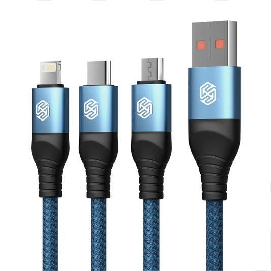 Nillkin Swift Pro 1m 3 in 1 USB to 8 Pin + Type-C + Micro USB Fast Charging Cable(Blue) by NILLKIN