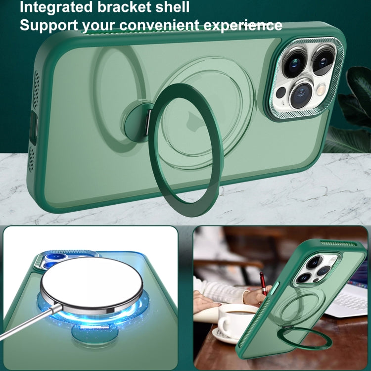 For iPhone 13 MagSafe Magnetic Holder Breathable Phone Case(Green) - iPhone 13 Cases by buy2fix | Online Shopping UK | buy2fix