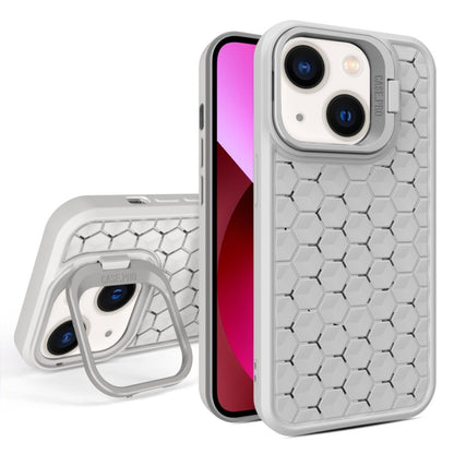 For iPhone 13 Honeycomb Radiating Lens Holder Magsafe Phone Case(Grey) by buy2fix