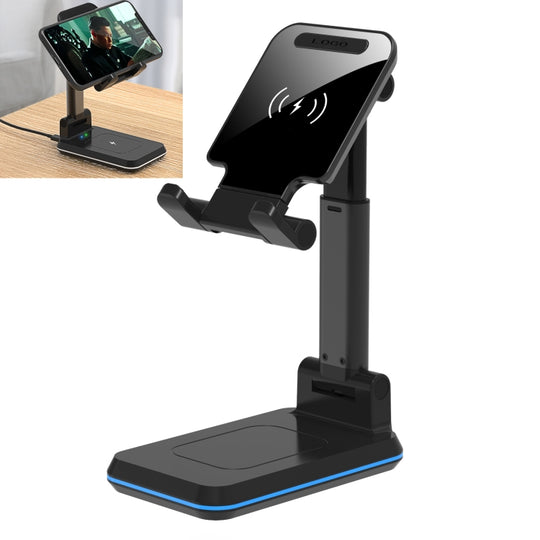 T6 2 in 1 Portable Folding Stand Wireless Charging, Style:Single Charge(Black)