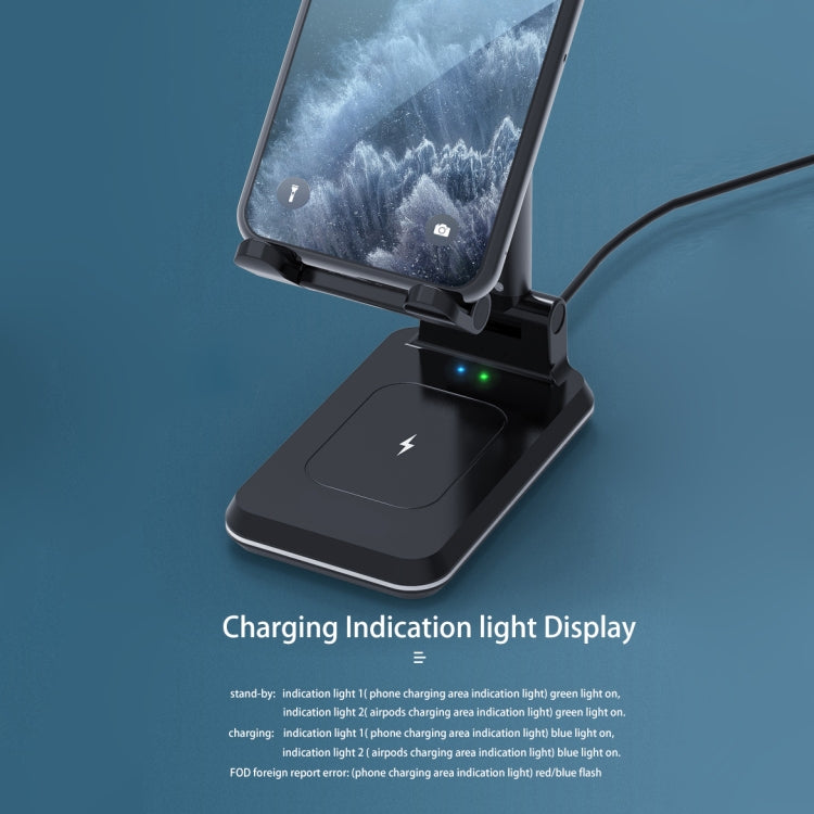 T6 2 in 1 Portable Folding Stand Wireless Charging, Style:Single Charge(Black) - Apple Accessories by buy2fix | Online Shopping UK | buy2fix