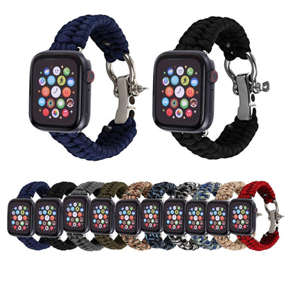 For Apple Watch Ultra 49mm&Watch Ultra 2 49mm / Series 9&8&7 45mm / SE 3&SE 2&6&SE&5&4 44mm / 3&2&1 42mm Umbrella Cord Nylon Braided Watch Band(Black) by buy2fix