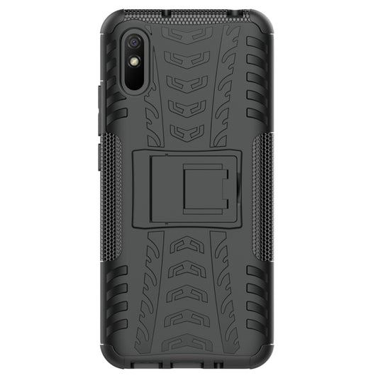 For Xiaomi Redmi 9A Tire Texture Shockproof TPU+PC Protective Case with Holder(Black) by buy2fix