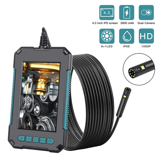 P40 8mm 1080P IP68 Waterproof 4.3 inch Highlight Screen Dual Camera Digital Endoscope, Length:10m Hard Cable by buy2fix