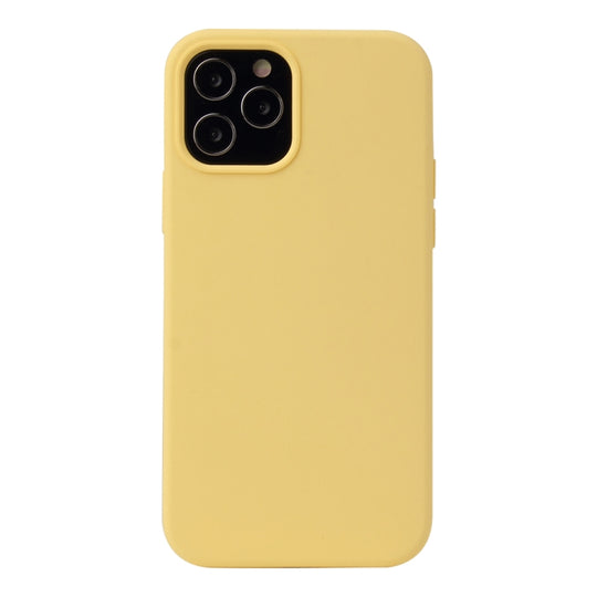 Pour iPhone 12/12 Pro Étui de protection antichoc en silicone liquide de couleur unie (jaune)