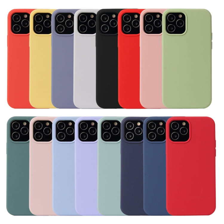 For iPhone 12 / 12 Pro Solid Color Liquid Silicone Shockproof Protective Case(Carmine) - iPhone 12 / 12 Pro Cases by buy2fix | Online Shopping UK | buy2fix