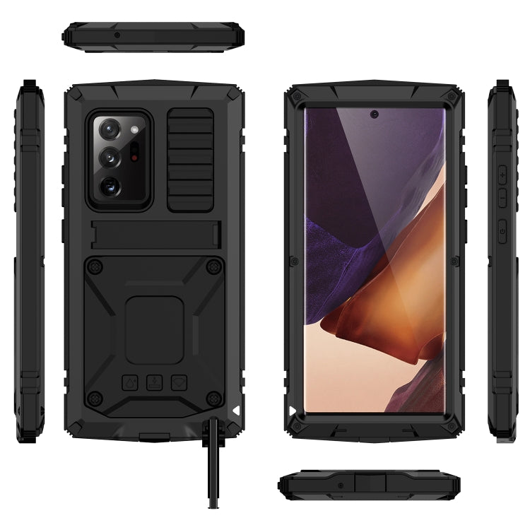 For Samsung Galaxy Note 20 Ultra R-JUST Shockproof Waterproof Dust-proof Metal + Silicone Protective Case with Holder(Black) - Samsung Accessories by R-JUST | Online Shopping UK | buy2fix