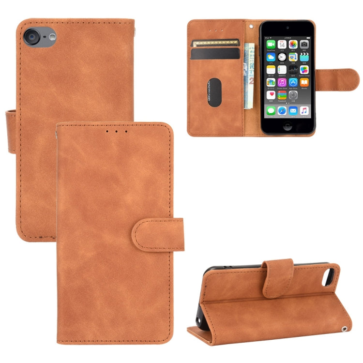 For iPod Touch 6 & 5 Solid Color Skin Feel Magnetic Buckle Horizontal Flip Calf Texture PU Leather Case with Holder & Card Slots & Wallet(Brown) - More iPhone Cases by buy2fix | Online Shopping UK | buy2fix