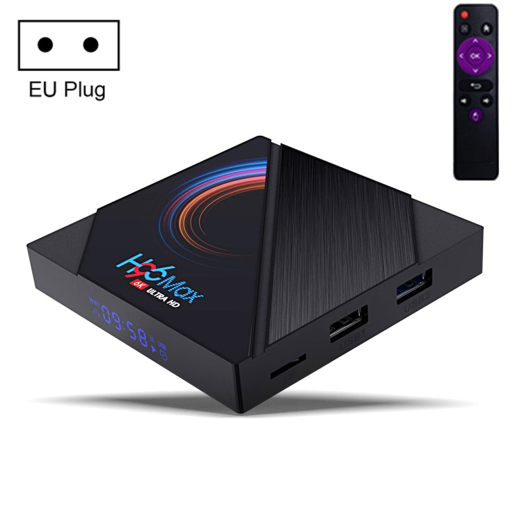 H96 Max 6K Ultra HD Smart TV Box with Remote Controller, Android 10.0, Allwinner H616 Quad Core ARM Cortex-A53, 4GB+64GB, Support TF Card / USBx2 / AV / HDMI / WIFI, EU Plug - Consumer Electronics by buy2fix | Online Shopping UK | buy2fix