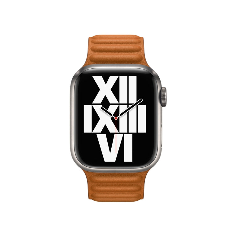 For Apple Watch Series 9&8&7 41mm / SE 3&SE 2&6&SE&5&4 40mm / 3&2&1 38mm Leather Watch Band (Golden Brown) by buy2fix