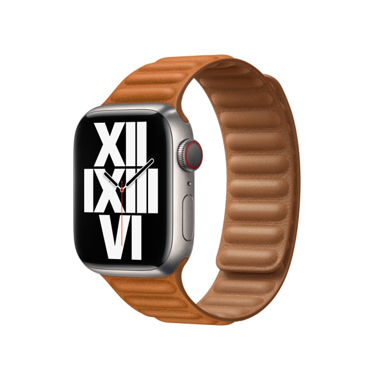 For Apple Watch Series 9&8&7 41mm / SE 3&SE 2&6&SE&5&4 40mm / 3&2&1 38mm Leather Watch Band (Golden Brown) by buy2fix