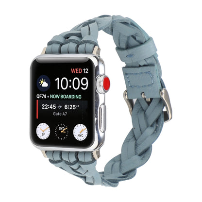 For Apple Watch Ultra 49mm&Watch Ultra 2 49mm / Series 9&8&7 45mm / SE 3&SE 2&6&SE&5&4 44mm / 3&2&1 42mm Leather Woven Single Loop Watch Band(Sky Blue) by buy2fix