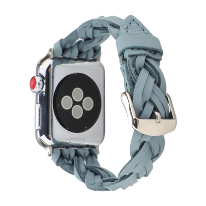 For Apple Watch Ultra 49mm&Watch Ultra 2 49mm / Series 9&8&7 45mm / SE 3&SE 2&6&SE&5&4 44mm / 3&2&1 42mm Leather Woven Single Loop Watch Band(Sky Blue) by buy2fix