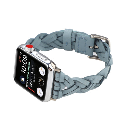 For Apple Watch Ultra 49mm&Watch Ultra 2 49mm / Series 9&8&7 45mm / SE 3&SE 2&6&SE&5&4 44mm / 3&2&1 42mm Leather Woven Single Loop Watch Band(Sky Blue) by buy2fix