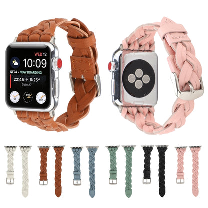 For Apple Watch Ultra 49mm&Watch Ultra 2 49mm / Series 9&8&7 45mm / SE 3&SE 2&6&SE&5&4 44mm / 3&2&1 42mm Leather Woven Single Loop Watch Band(Sky Blue) by buy2fix