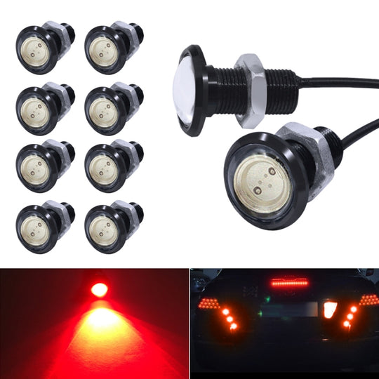 10 pièces 18mm 1.5W DC9-80V moto Eagle Eye lumière lentille unique (lumière rouge)