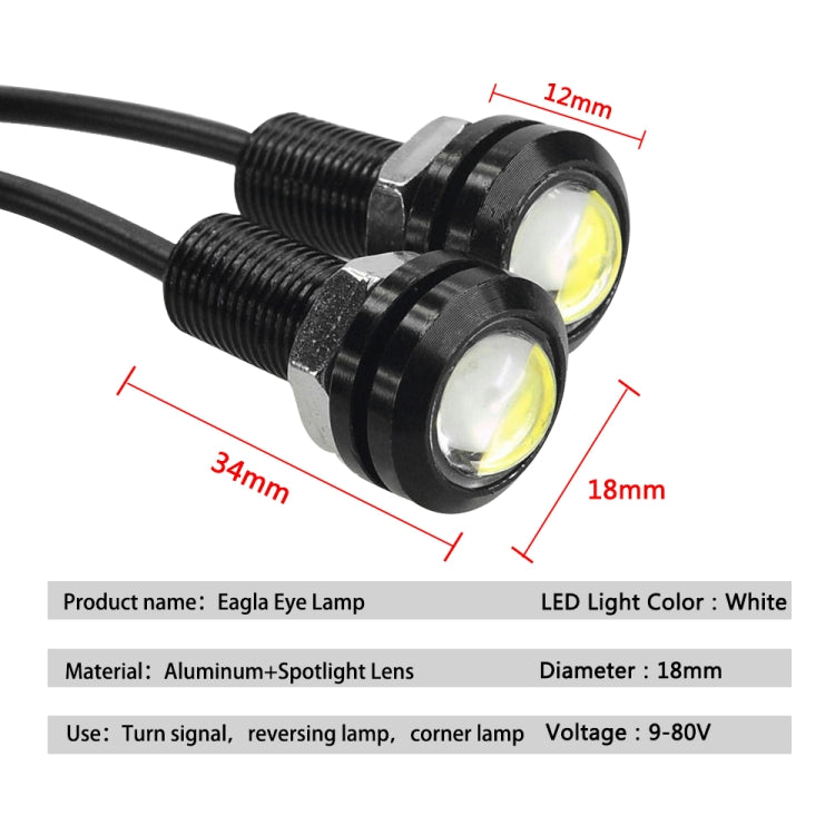 10 PCS 18mm 1.5W DC9-80V Motorcycle Eagle Eye Light Double Lens(White Light) - Eagle Eye Lights by buy2fix | Online Shopping UK | buy2fix