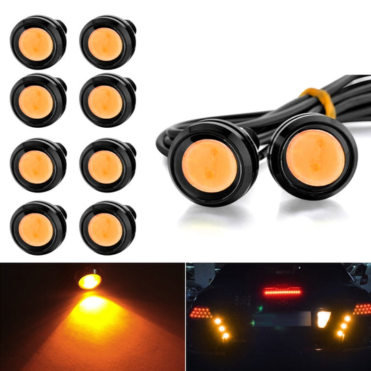 10 PCS 23mm 1.5W DC9-80V Moto Eagle Eye Light Double Lentille (lumière jaune)