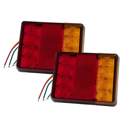 2 PCS Trailer / Truck C-type Square Shape 8LEDs Tail Light with License Plate Light Set - License Plate Lights by buy2fix | Online Shopping UK | buy2fix