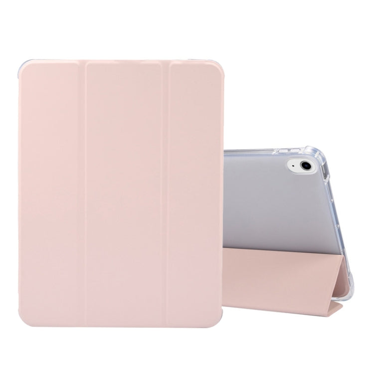 For iPad Air 2022 / 2020 10.9 3-folding Electric Pressed Skin Texture Smart Leather Tablet Case (Light Pink) by buy2fix