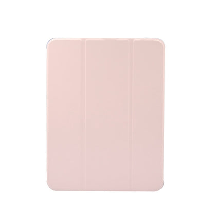 For iPad Air 2022 / 2020 10.9 3-folding Electric Pressed Skin Texture Smart Leather Tablet Case (Light Pink) by buy2fix